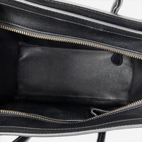 Celine Black/Maroon/Beige Calfskin Leather Micro Luggage Tote Bag ABC3719