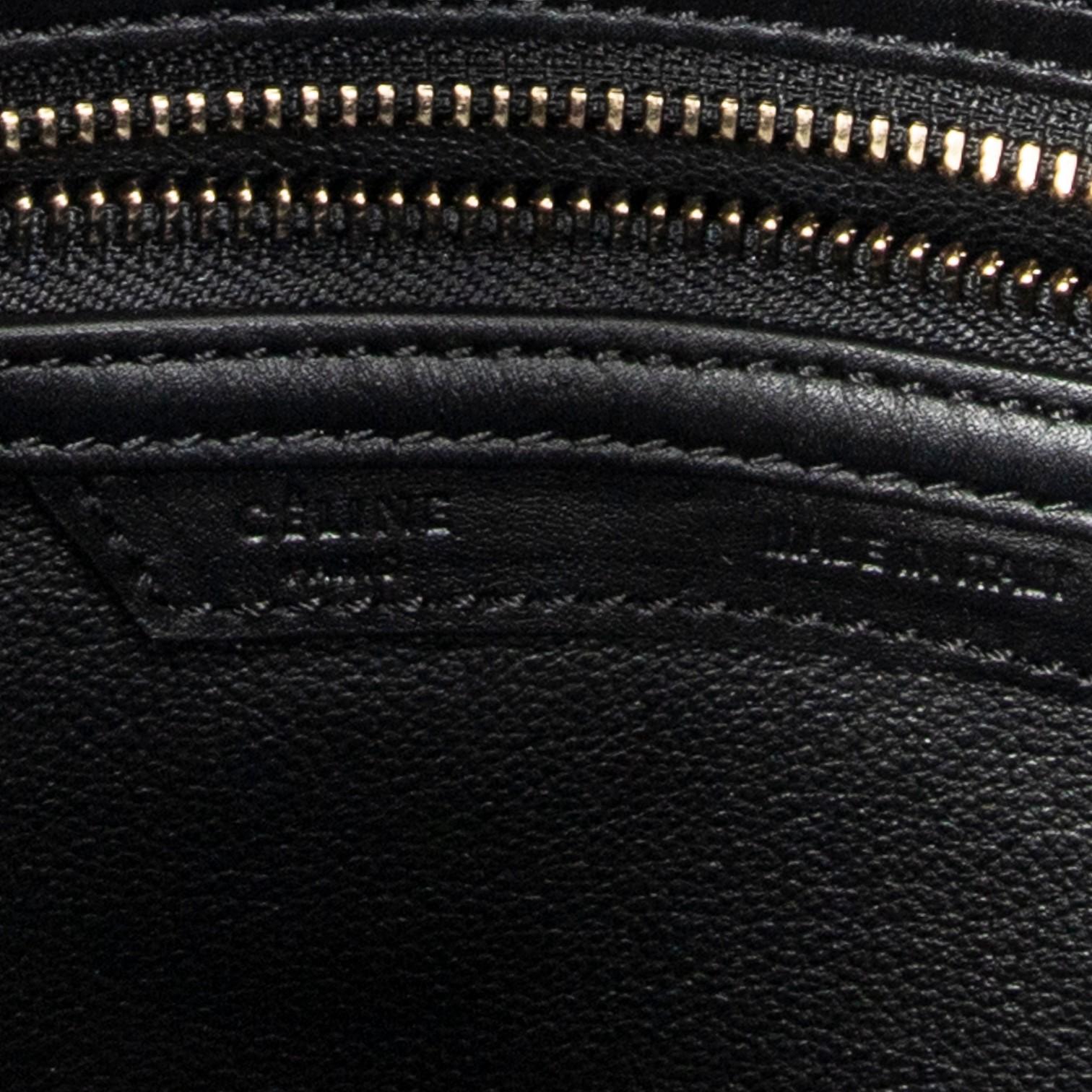 Celine Black/Maroon/Beige Calfskin Leather Micro Luggage Tote Bag ABC3719