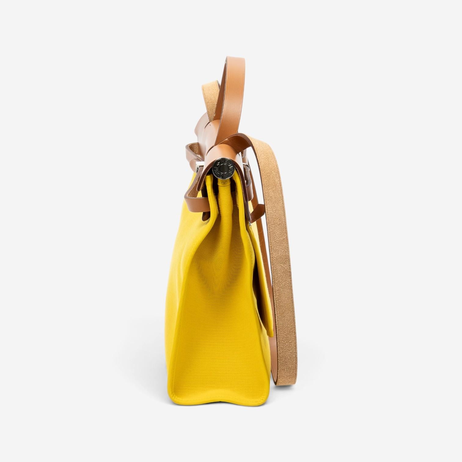 Hermès Herbag Zip Yellow Toile Officier Canvas Leather Bag ABC3734