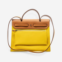 Hermès Herbag Zip Yellow Toile Officier Canvas Leather Bag ABC3734