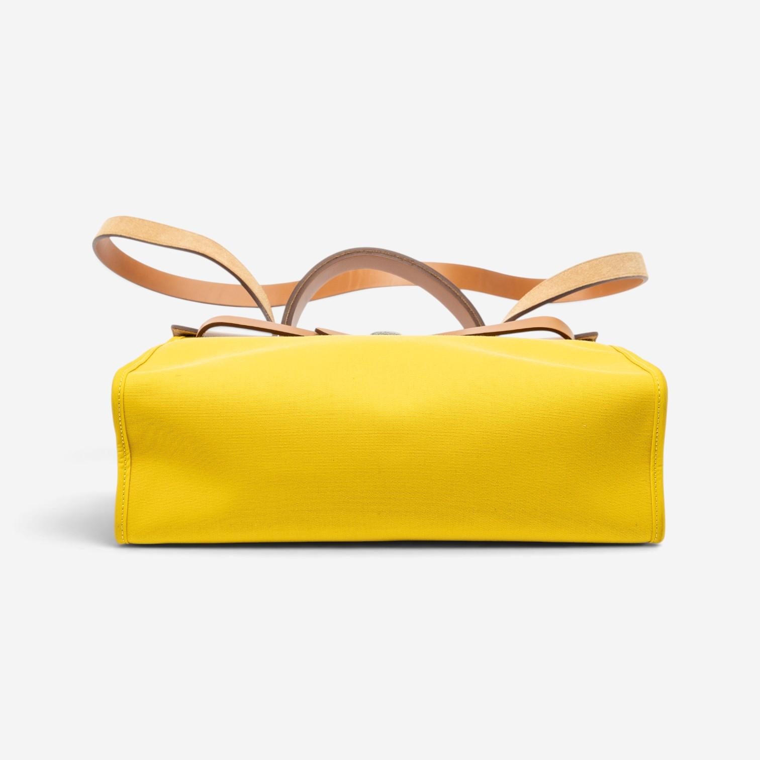Hermès Herbag Zip Yellow Toile Officier Canvas Leather Bag ABC3734