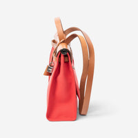 Hermès Herbag Zip Rouge Tomate Toile Officier Canvas Leather Bag ABC4930