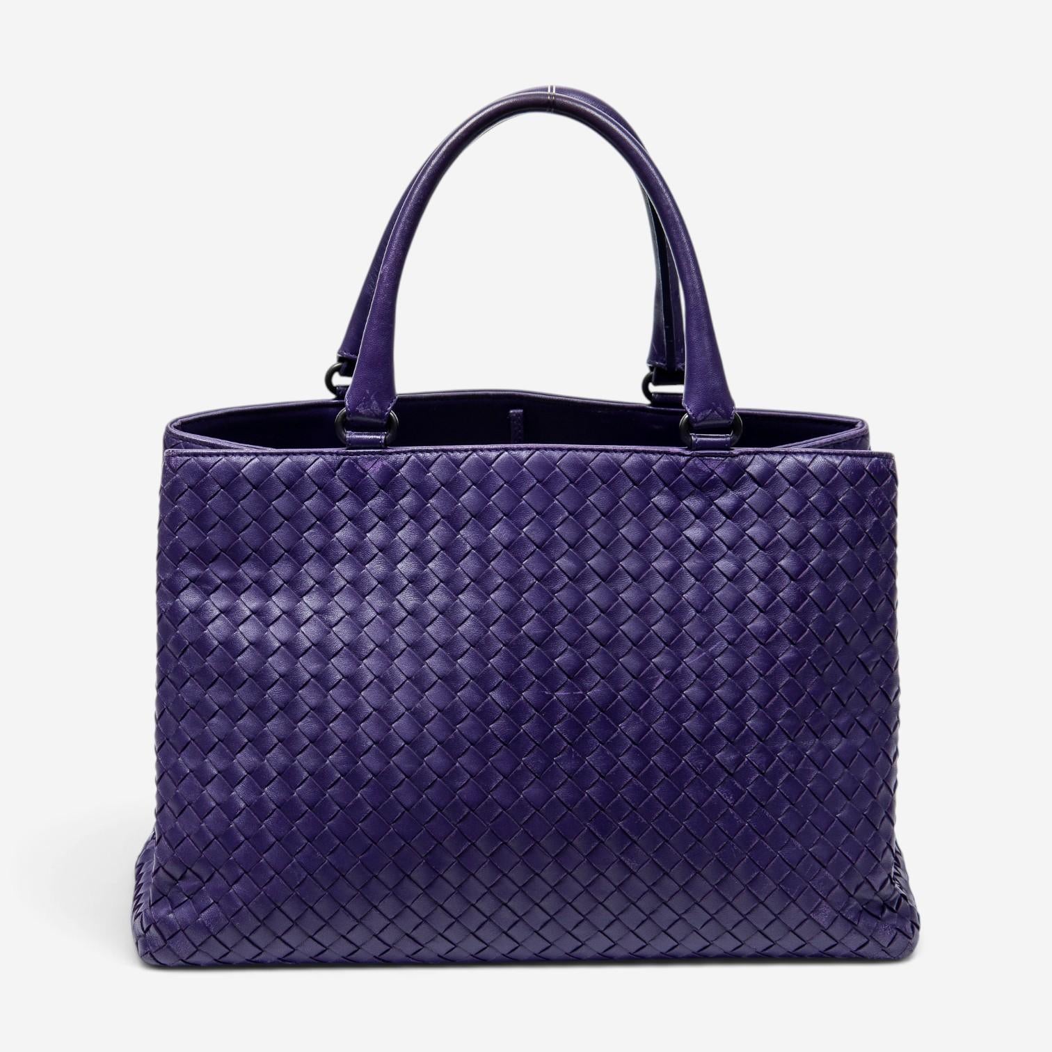 Bottega Veneta Milano Purple Calf Leather Tote Bag ABC6096