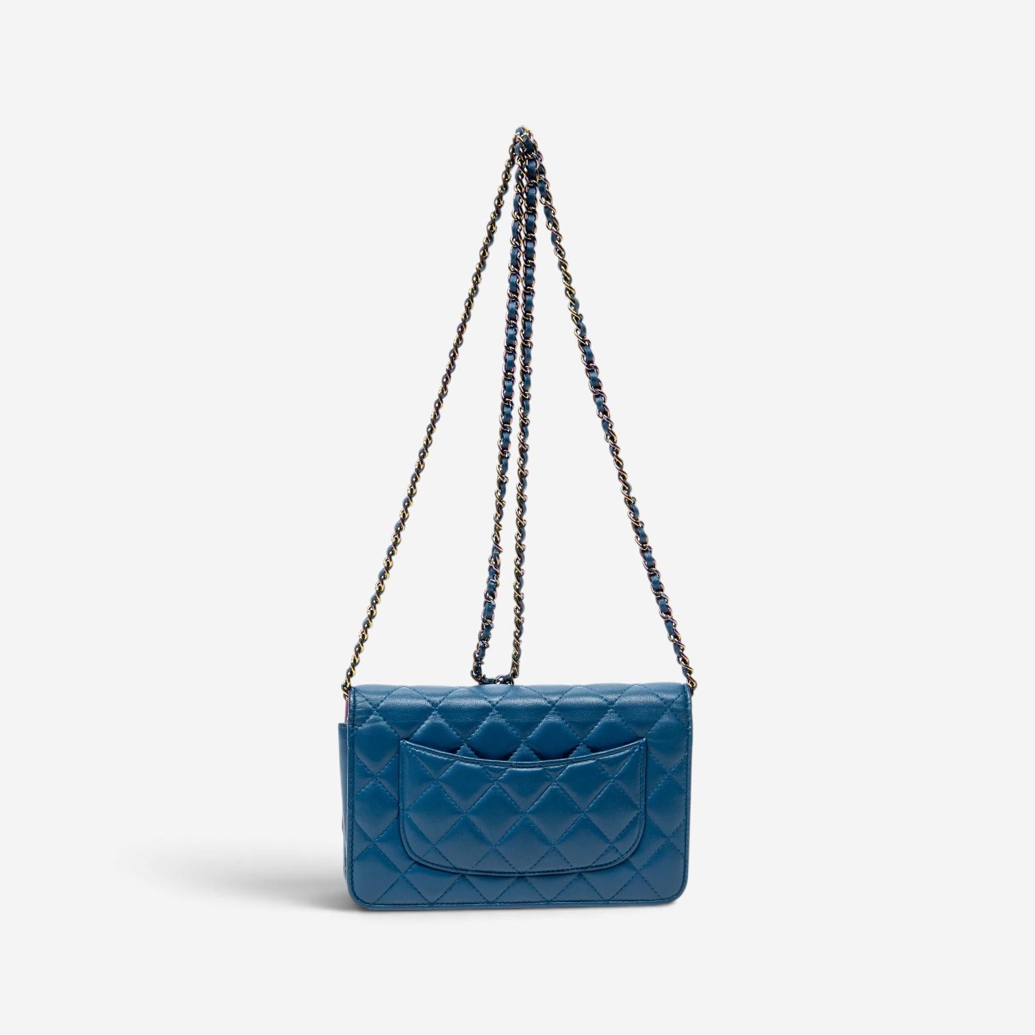 Chanel Classic Blue/Purple Lambskin Leather Chain Wallet ABC6106