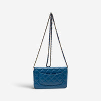 Chanel Classic Blue/Purple Lambskin Leather Chain Wallet ABC6106