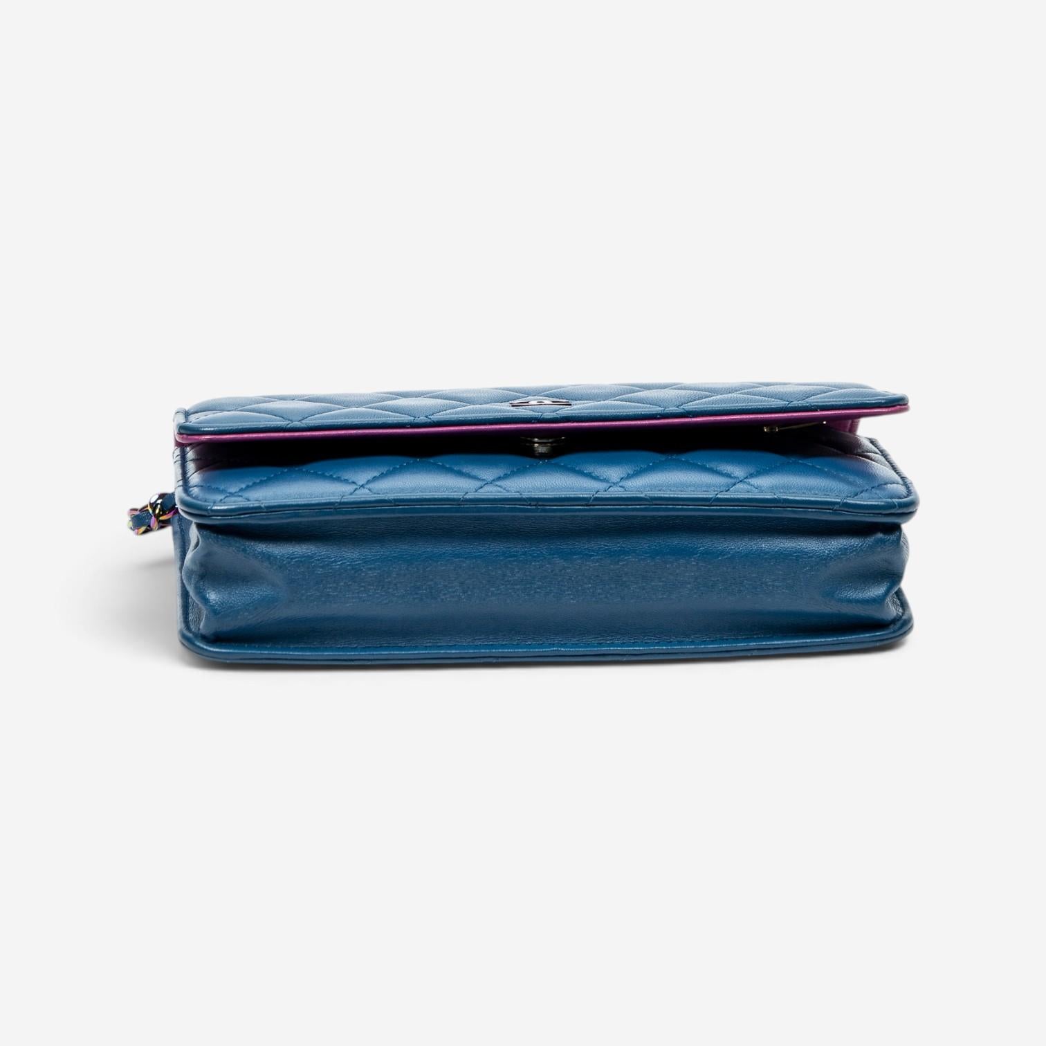 Chanel Classic Blue/Purple Lambskin Leather Chain Wallet ABC6106