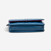 Chanel Classic Blue/Purple Lambskin Leather Chain Wallet ABC6106