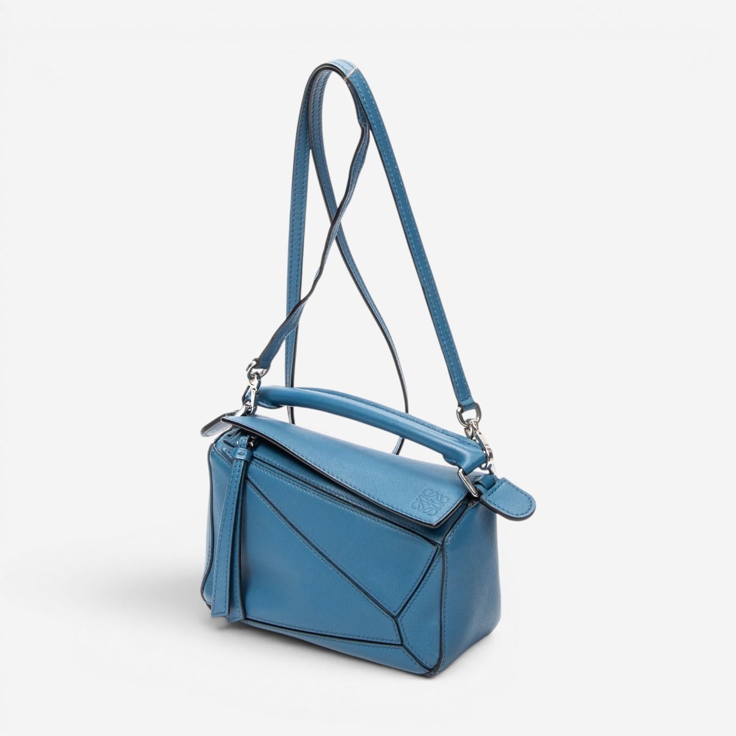 Loewe Mini Puzzle Blue Calfskin Leather Crossbody Bag ABC6674