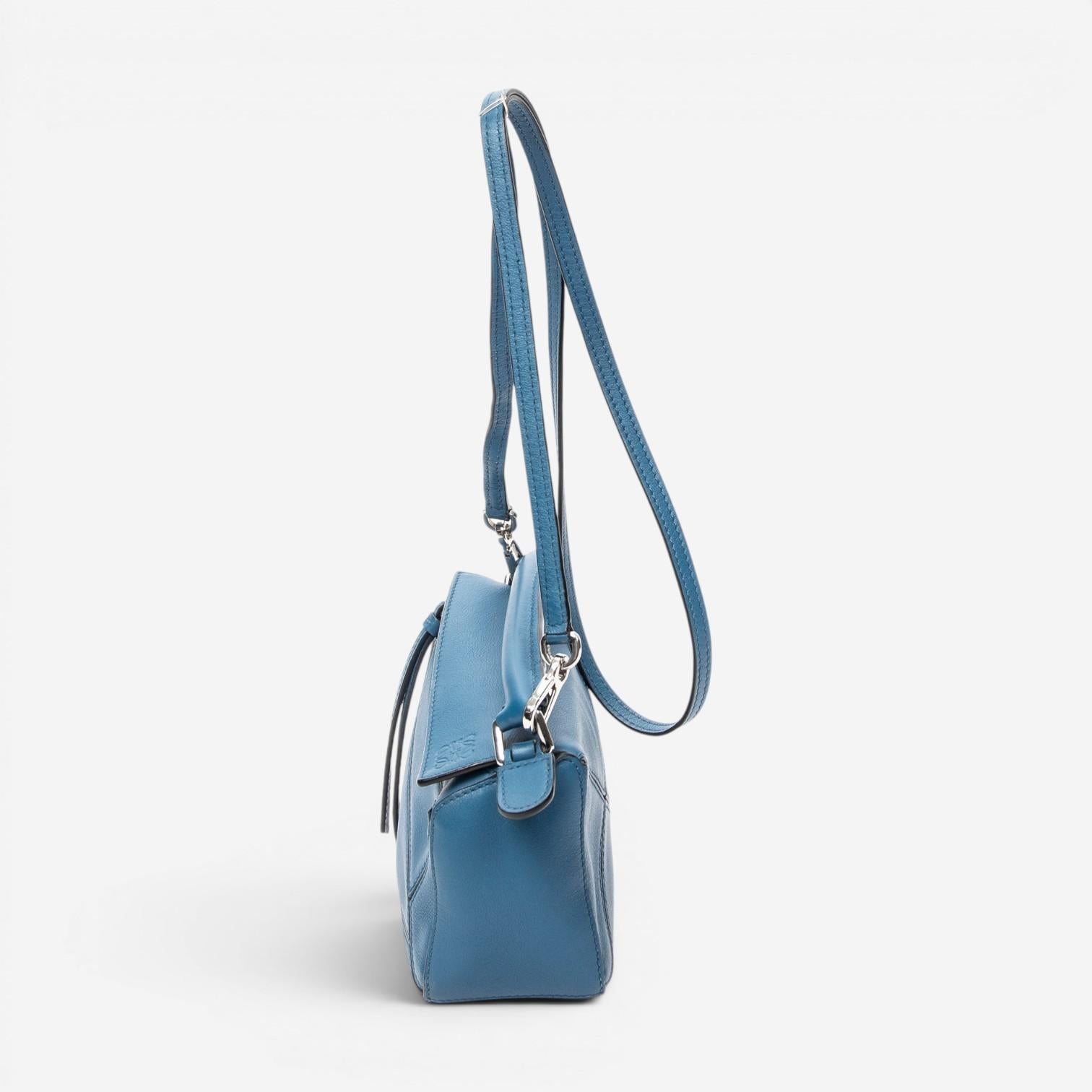 Loewe Mini Puzzle Blue Calfskin Leather Crossbody Bag ABC6674