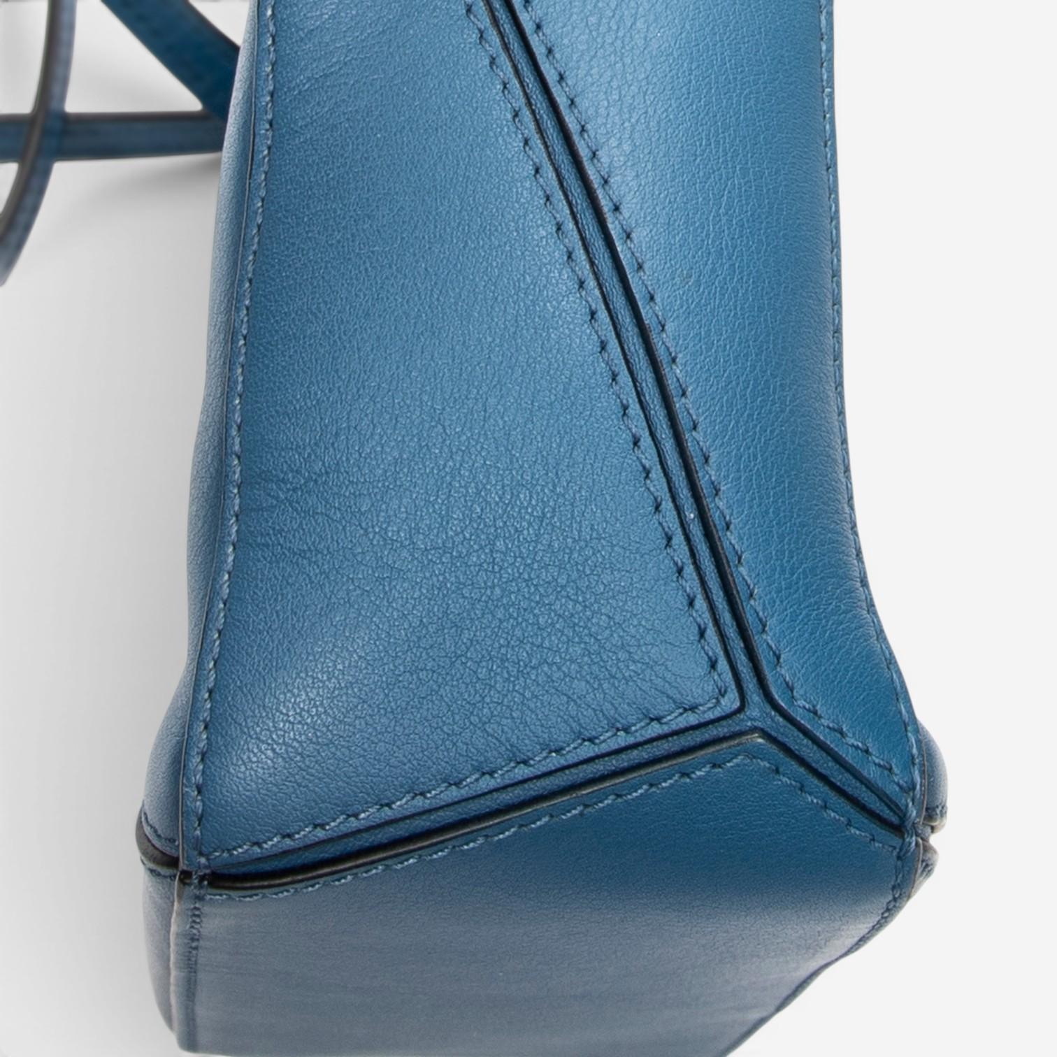 Loewe Mini Puzzle Blue Calfskin Leather Crossbody Bag ABC6674
