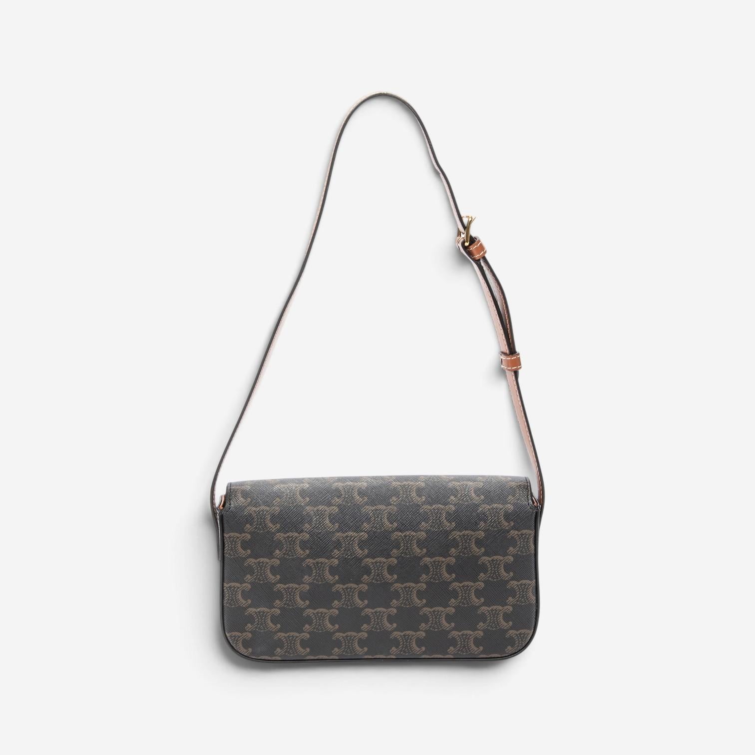 Celine Triomphe Brown/Gray Coated Canvas Claude Shoulder Bag ABC7202