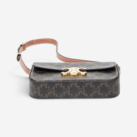 Celine Triomphe Brown/Gray Coated Canvas Claude Shoulder Bag ABC7202