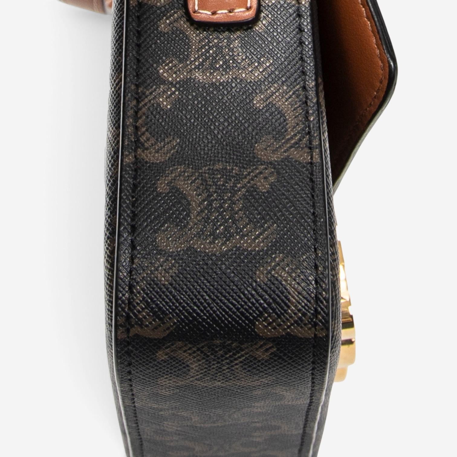 Celine Triomphe Brown/Gray Coated Canvas Claude Shoulder Bag ABC7202