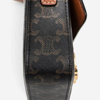 Celine Triomphe Brown/Gray Coated Canvas Claude Shoulder Bag ABC7202