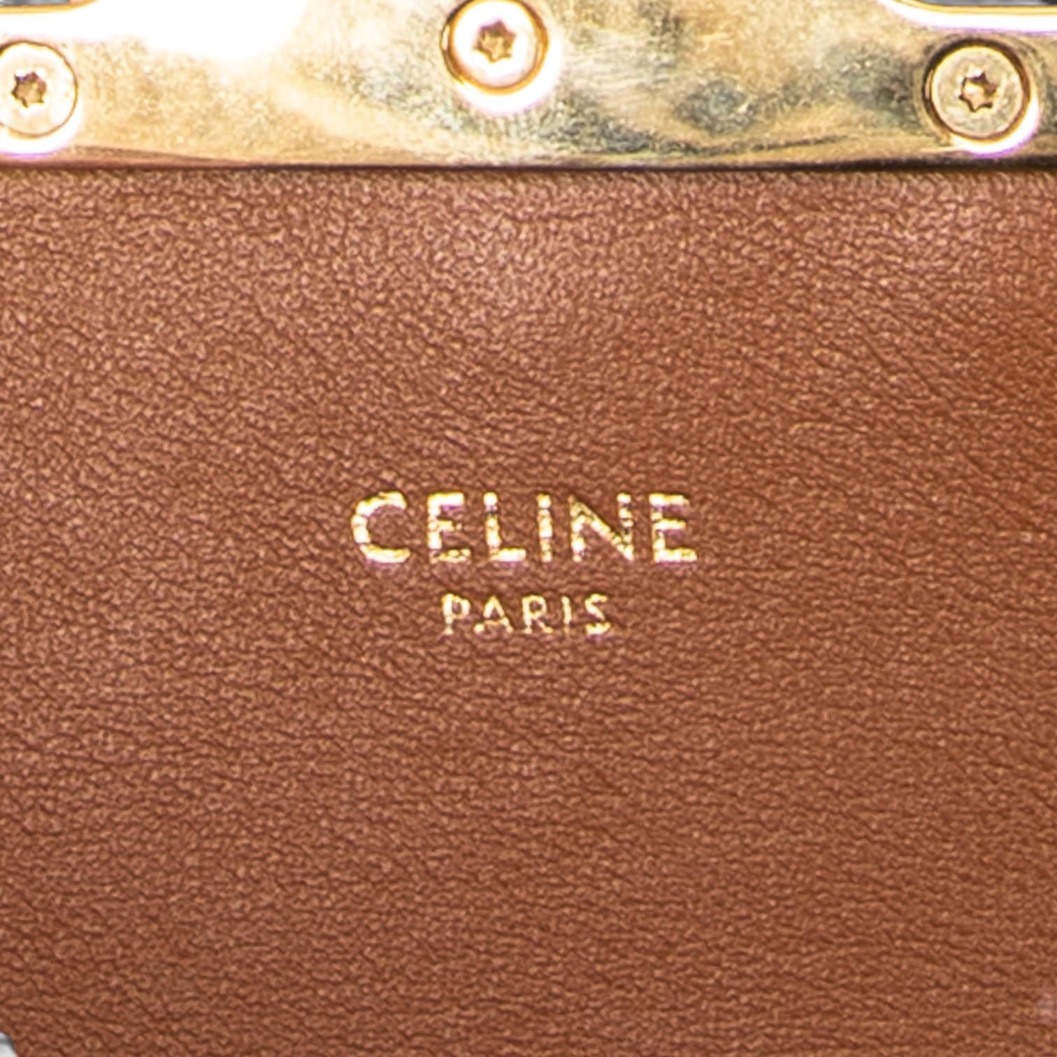 Celine Triomphe Brown/Gray Coated Canvas Claude Shoulder Bag ABC7202