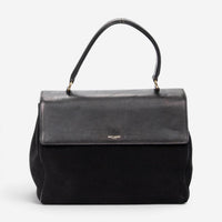 Yves Saint Laurent Moujik Medium Black Suede Leather Top Handle Bag ABC7230