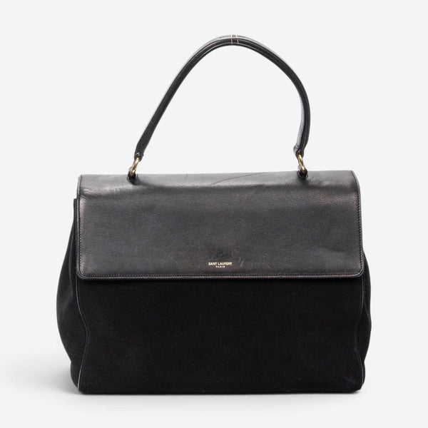 Yves Saint Laurent Moujik Medium Black Suede Leather Top Handle Bag ABC7230