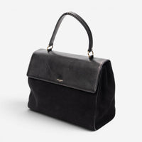 Yves Saint Laurent Moujik Medium Black Suede Leather Top Handle Bag ABC7230