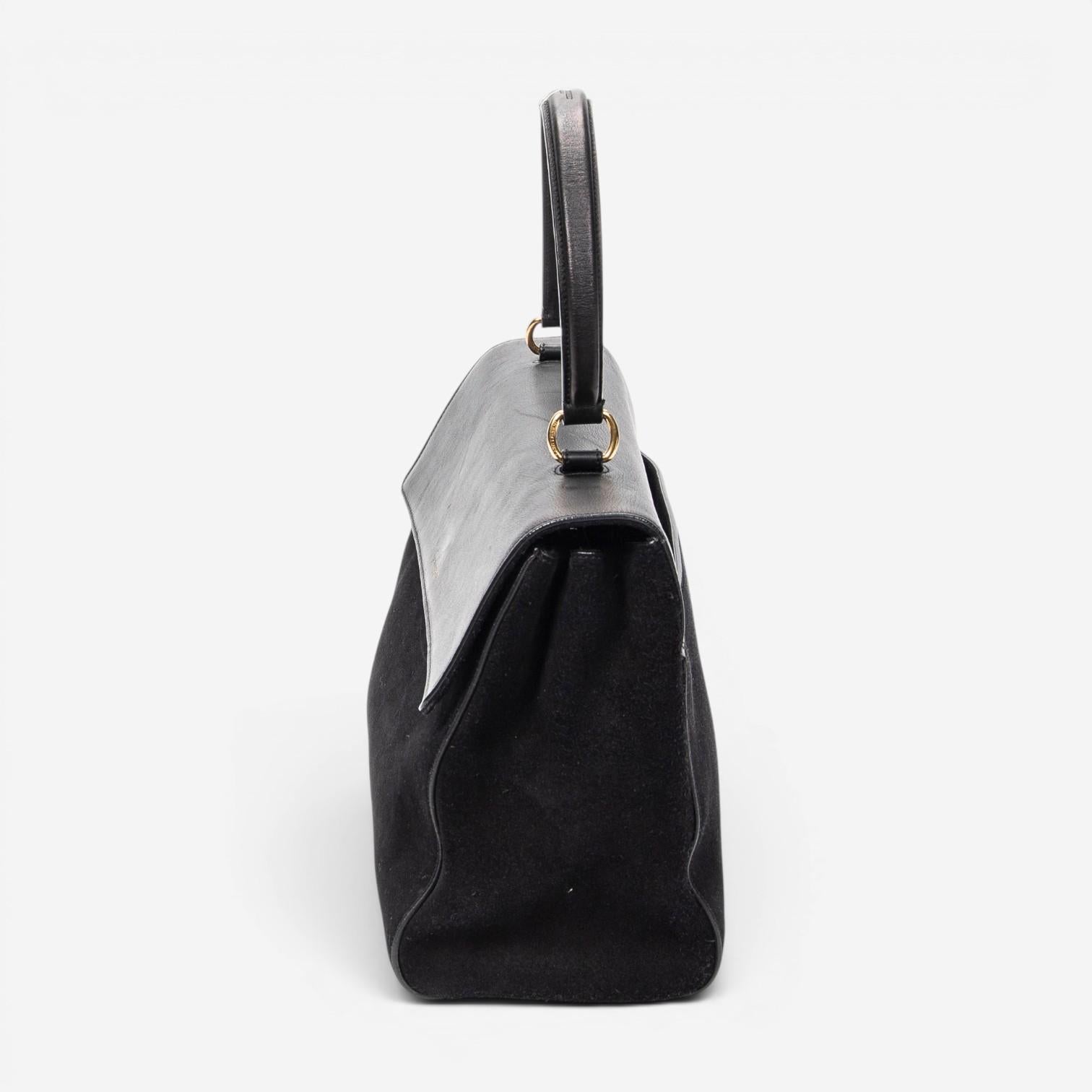 Yves Saint Laurent Moujik Medium Black Suede Leather Top Handle Bag ABC7230