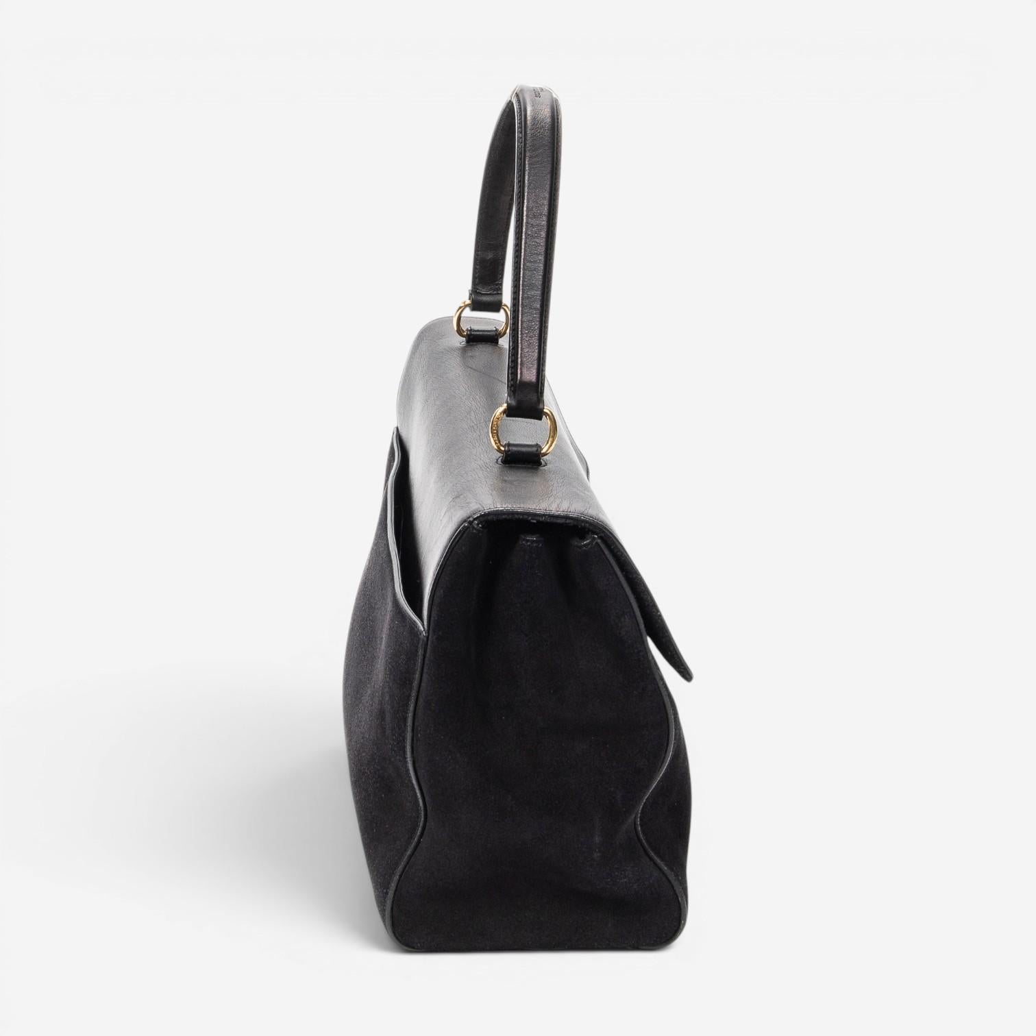 Yves Saint Laurent Moujik Medium Black Suede Leather Top Handle Bag ABC7230