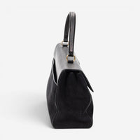 Yves Saint Laurent Moujik Medium Black Suede Leather Top Handle Bag ABC7230