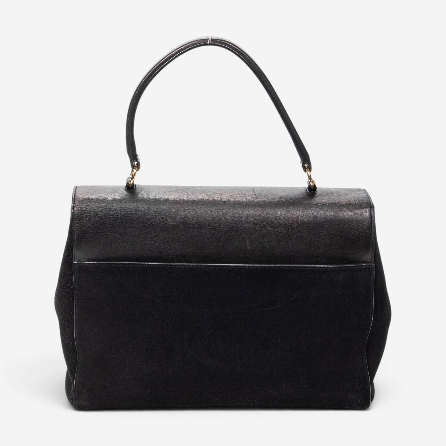 Yves Saint Laurent Moujik Medium Black Suede Leather Top Handle Bag ABC7230