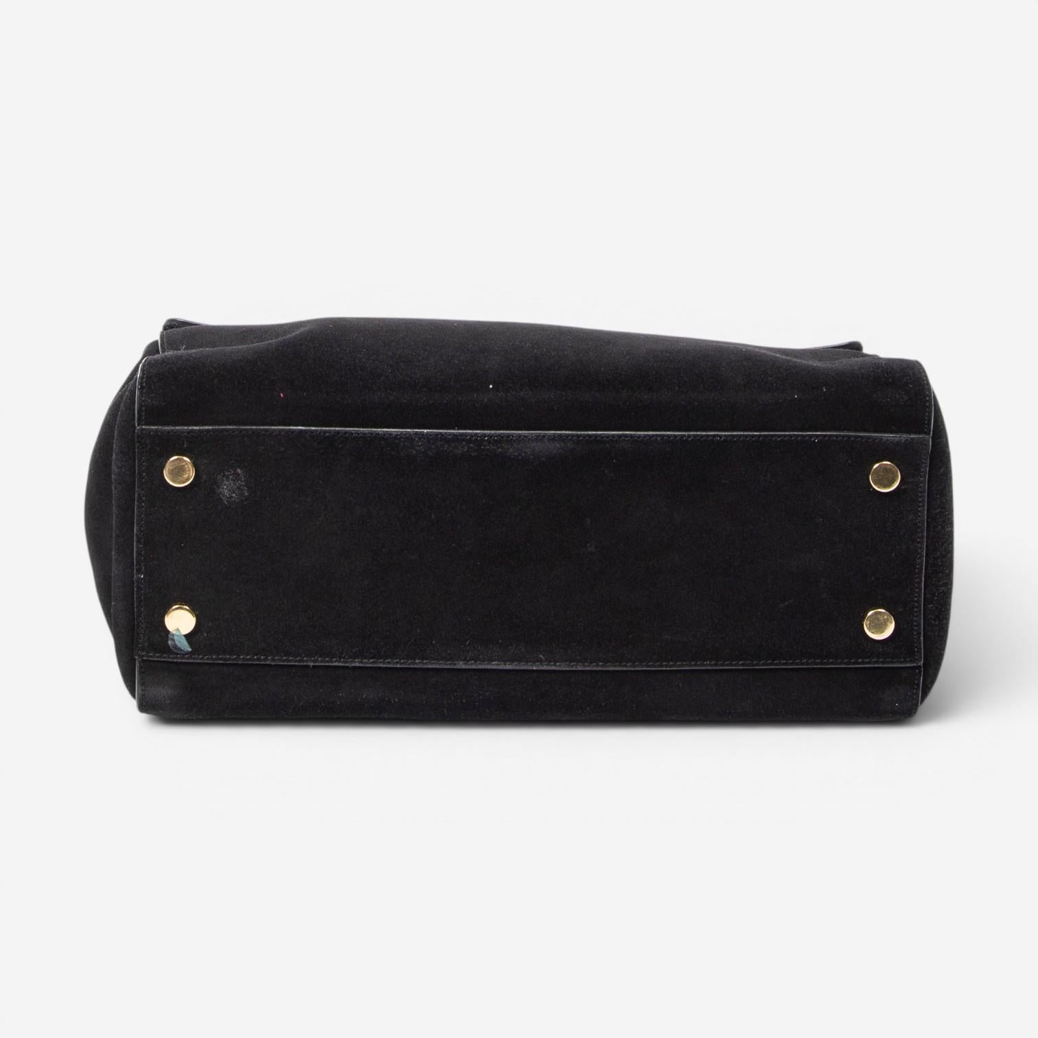 Yves Saint Laurent Moujik Medium Black Suede Leather Top Handle Bag ABC7230