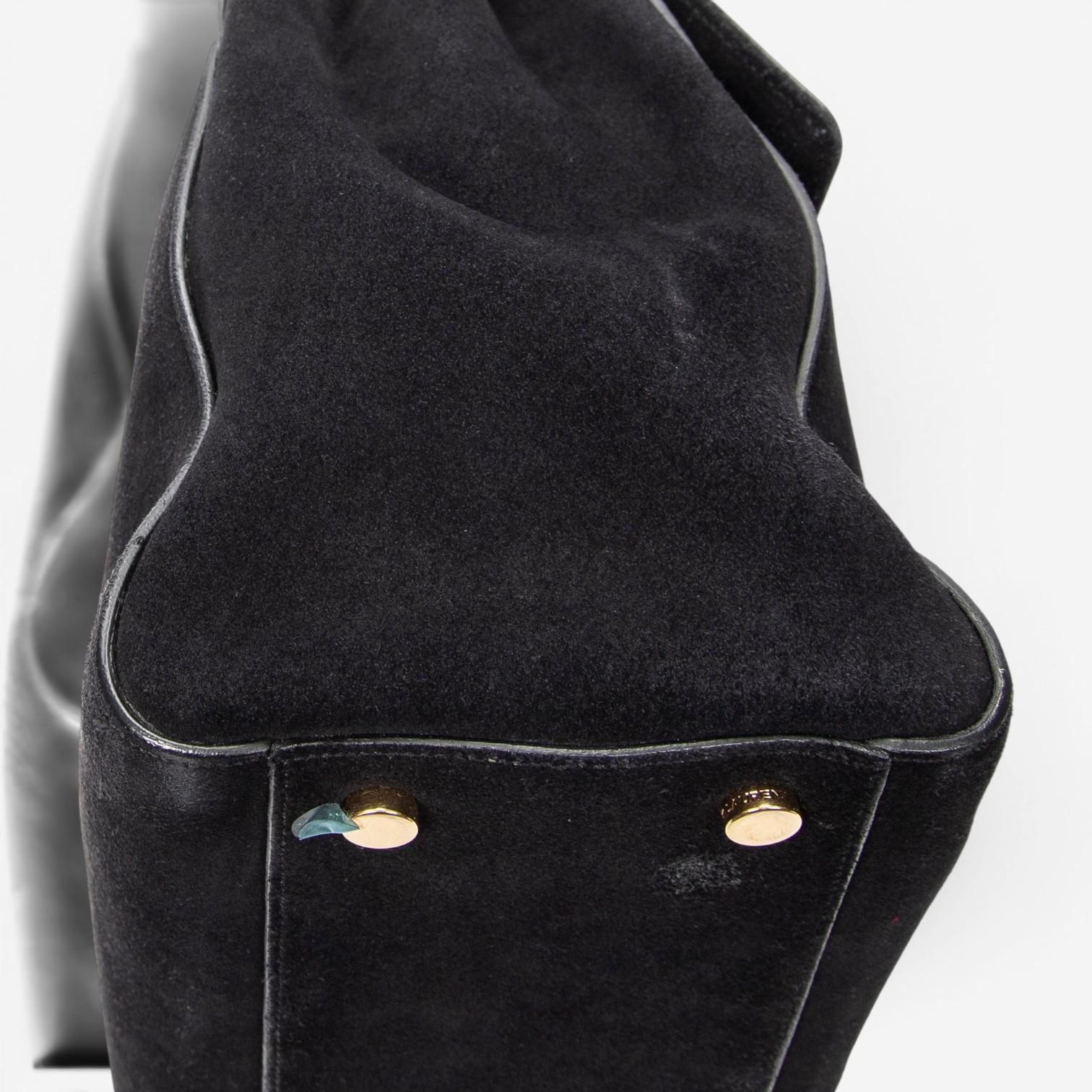 Yves Saint Laurent Moujik Medium Black Suede Leather Top Handle Bag ABC7230