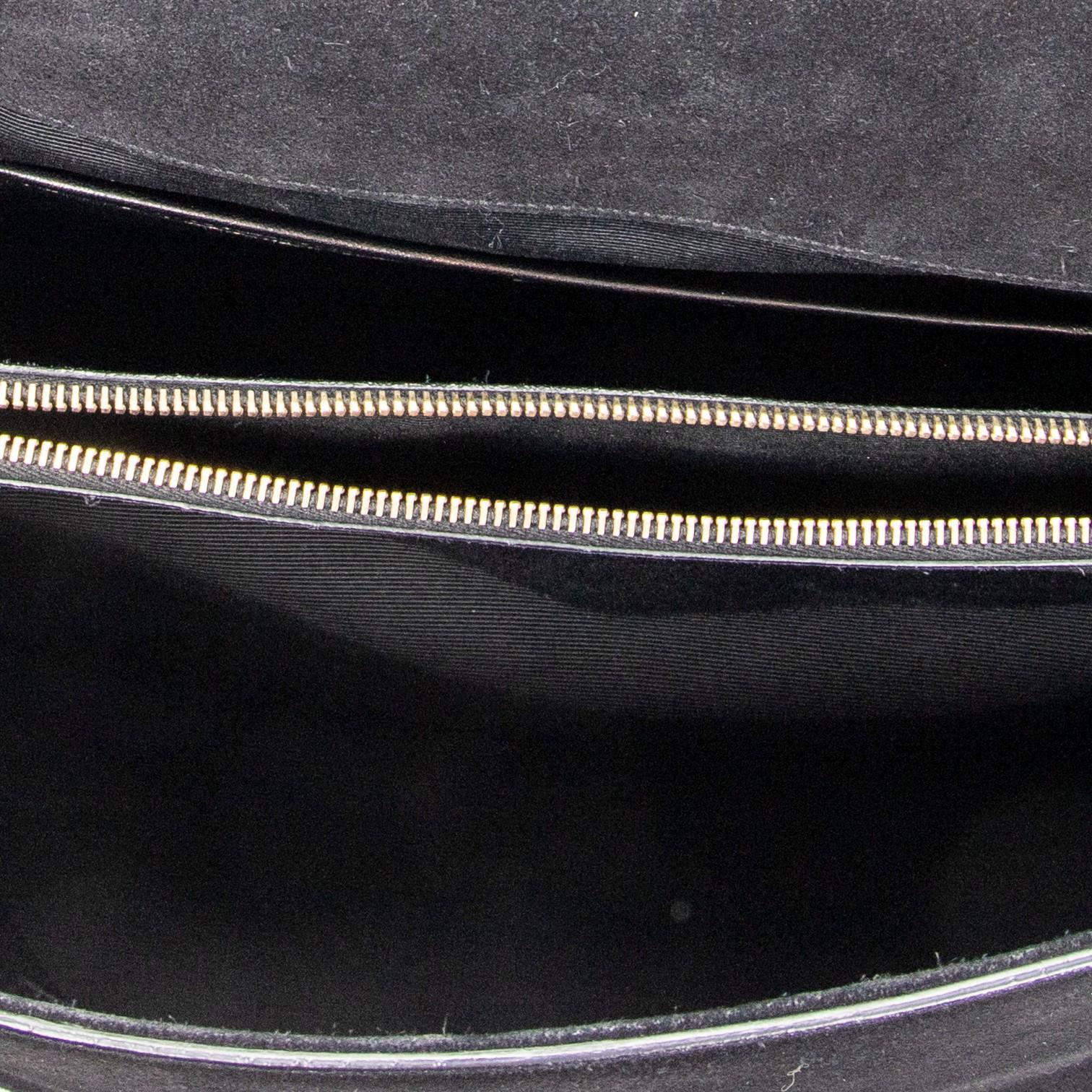 Yves Saint Laurent Moujik Medium Black Suede Leather Top Handle Bag ABC7230