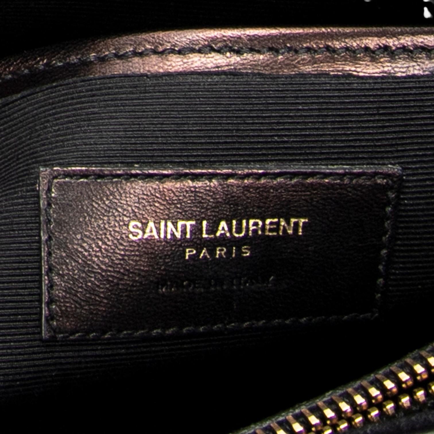 Yves Saint Laurent Moujik Medium Black Suede Leather Top Handle Bag ABC7230