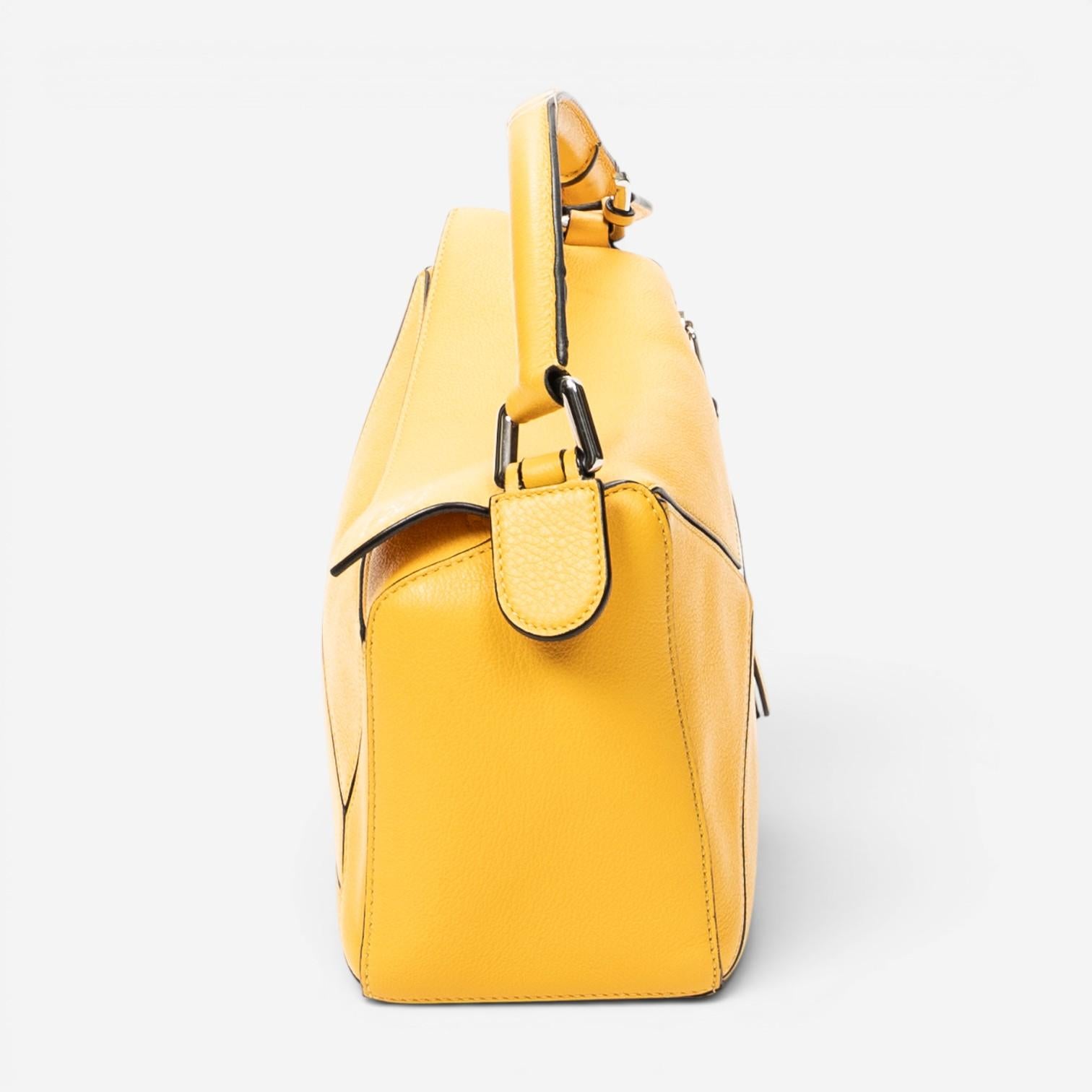 Loewe Puzzle Small Yellow Calfskin Leather Crossbody Bag ABC7407
