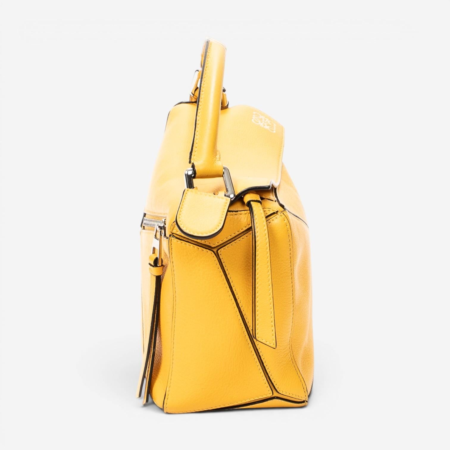Loewe Puzzle Small Yellow Calfskin Leather Crossbody Bag ABC7407