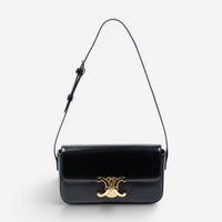 Celine Claude Black Smooth Calfskin Leather Shoulder Bag ABC8336