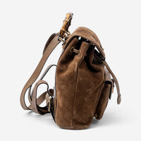 Gucci Bamboo Mini Brown Suede Leather Backpack ABC8572