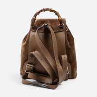 Gucci Bamboo Mini Brown Suede Leather Backpack ABC8572