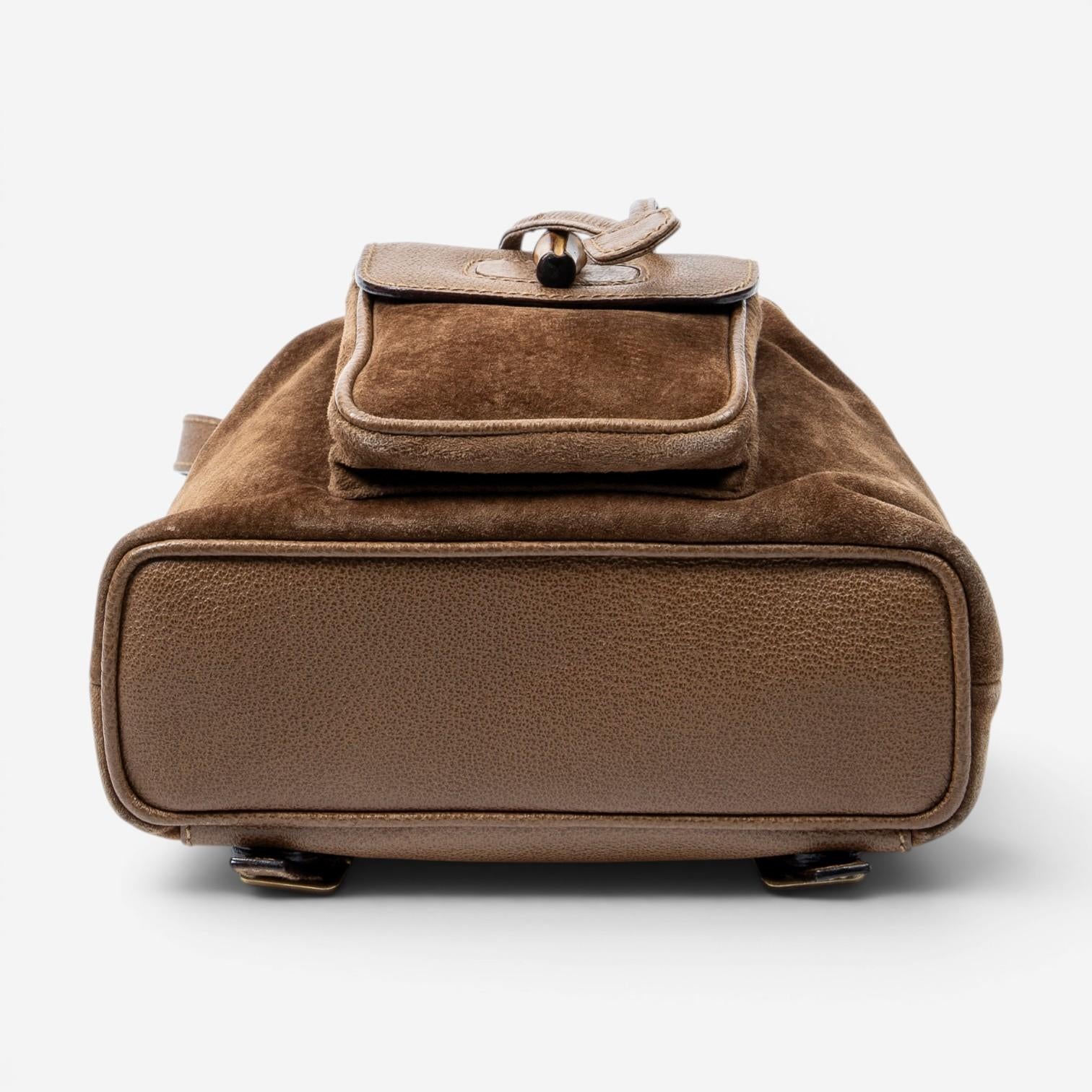 Gucci Bamboo Mini Brown Suede Leather Backpack ABC8572