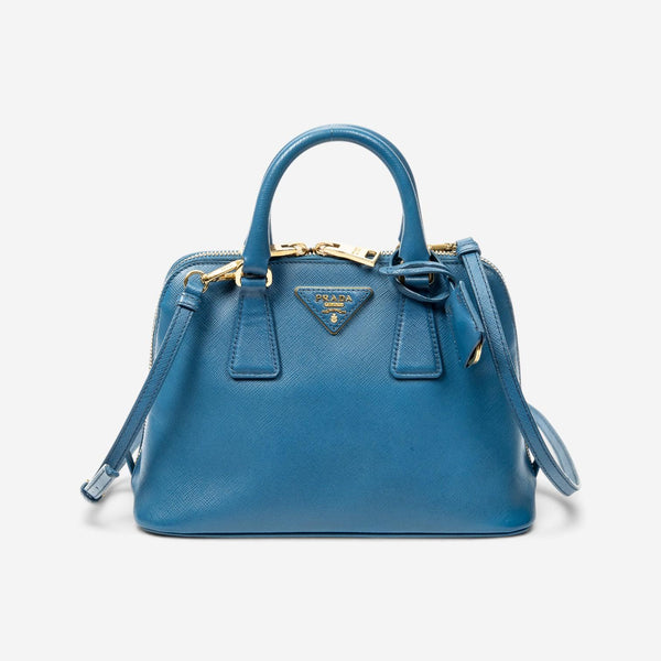 Prada Blue Saffiano Leather Small Zip Promenade Bag ABC8617