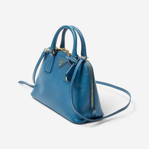 Prada Blue Saffiano Leather Small Zip Promenade Bag ABC8617