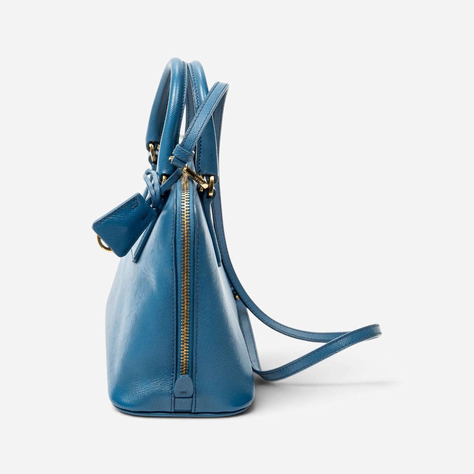 Prada Blue Saffiano Leather Small Zip Promenade Bag ABC8617