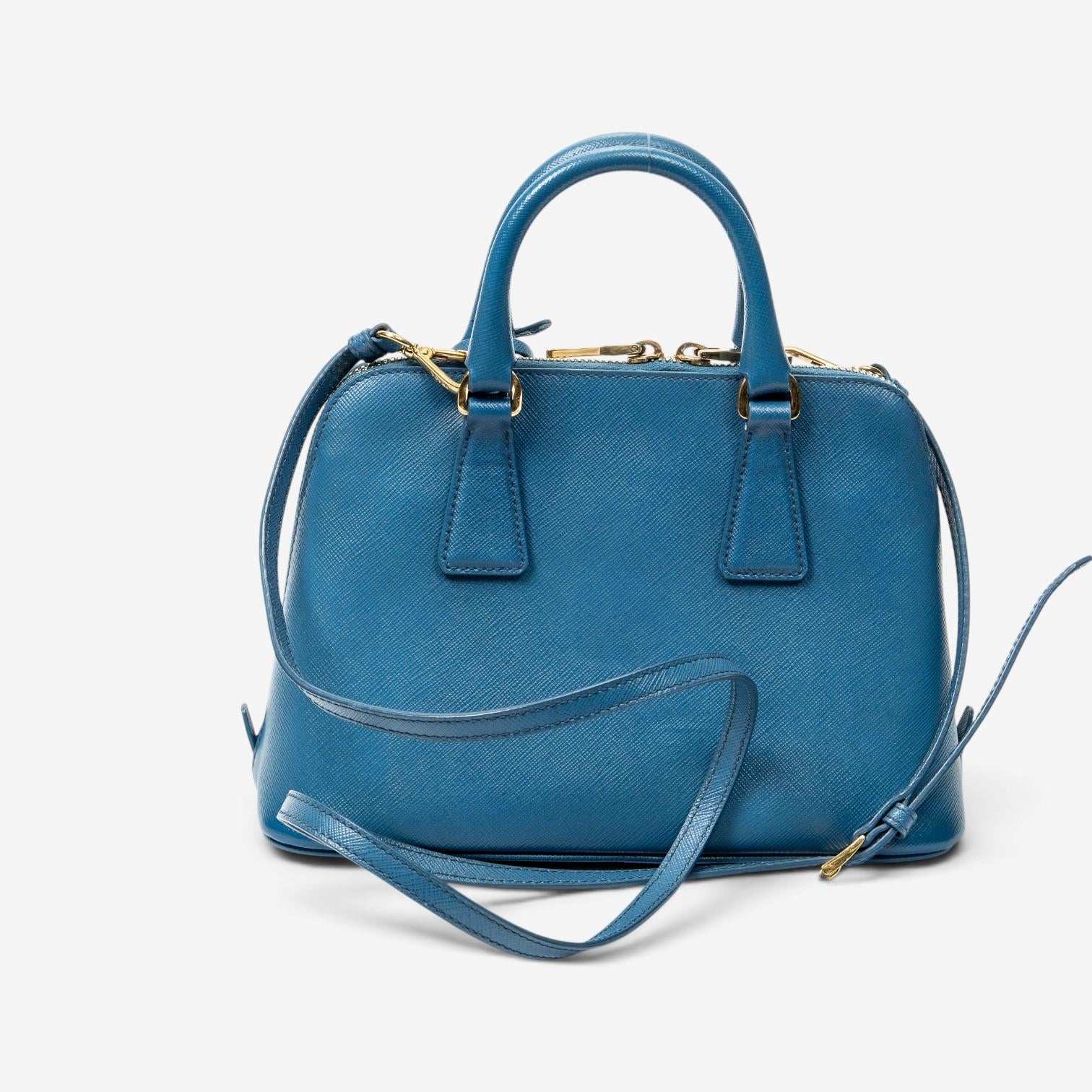 Prada Blue Saffiano Leather Small Zip Promenade Bag ABC8617