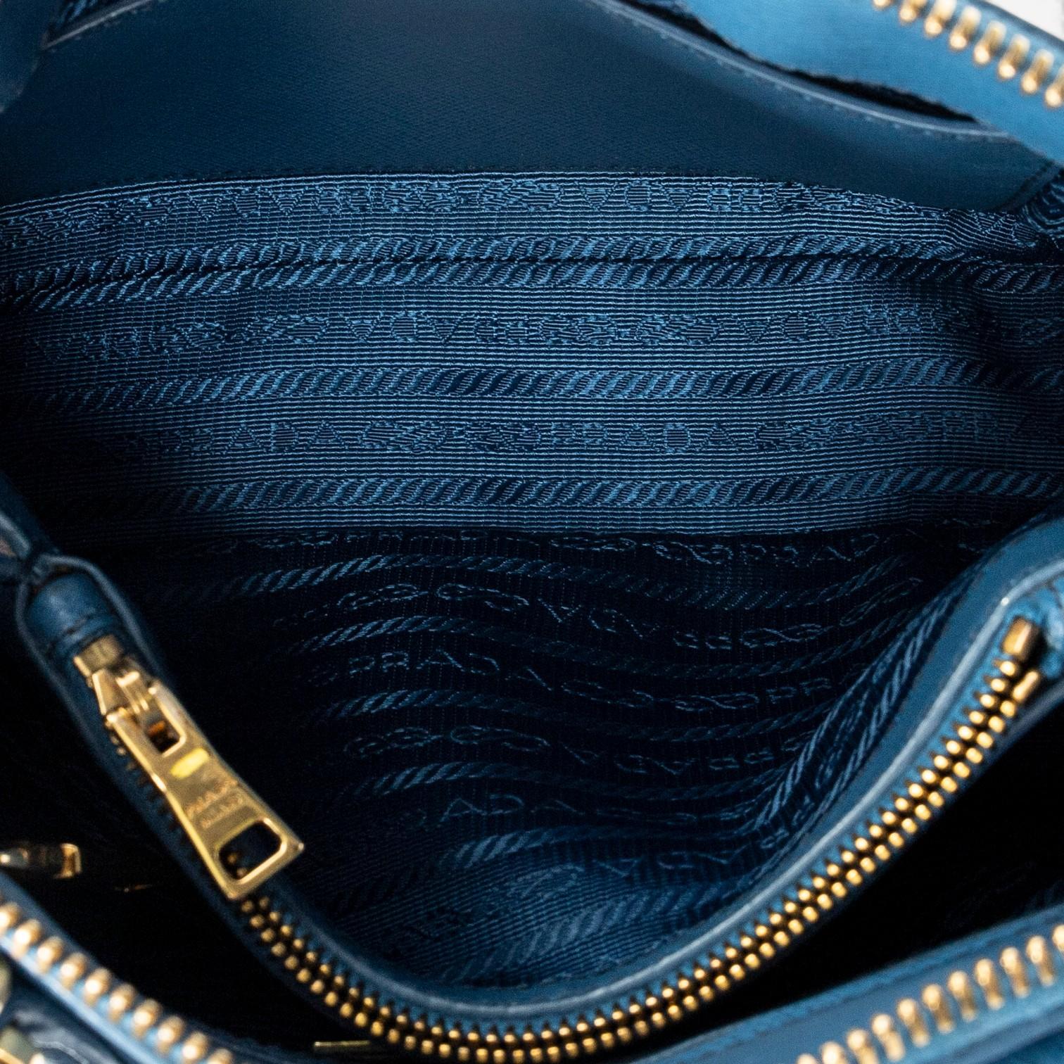 Prada Blue Saffiano Leather Small Zip Promenade Bag ABC8617