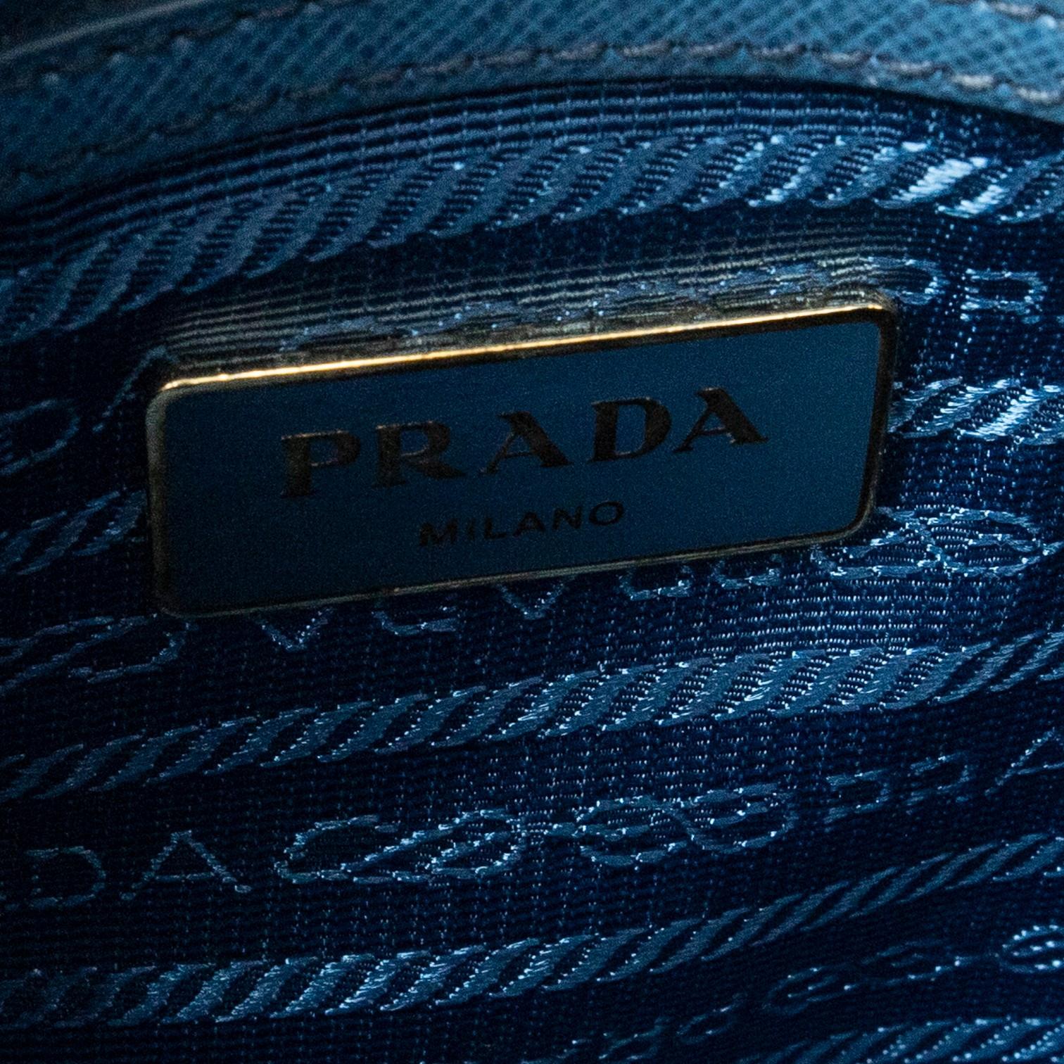 Prada Blue Saffiano Leather Small Zip Promenade Bag ABC8617
