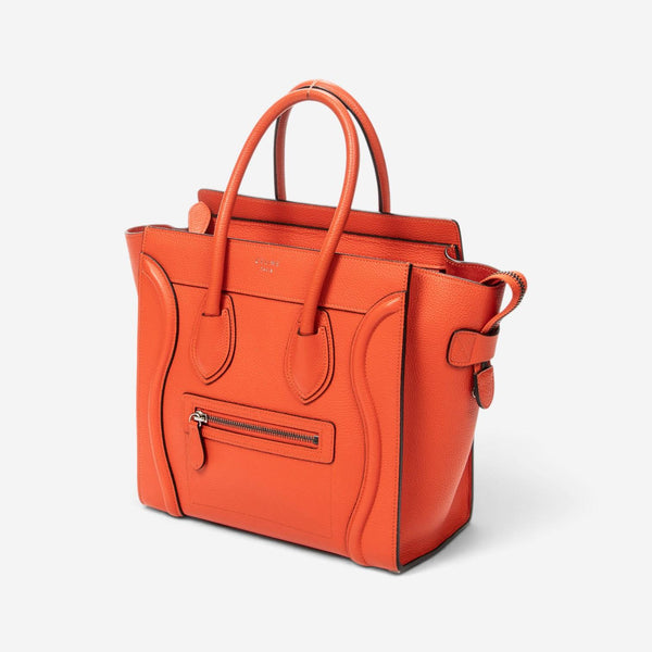 Celine Orange Grained Calfskin Leather Micro Luggage Bag ABC9418
