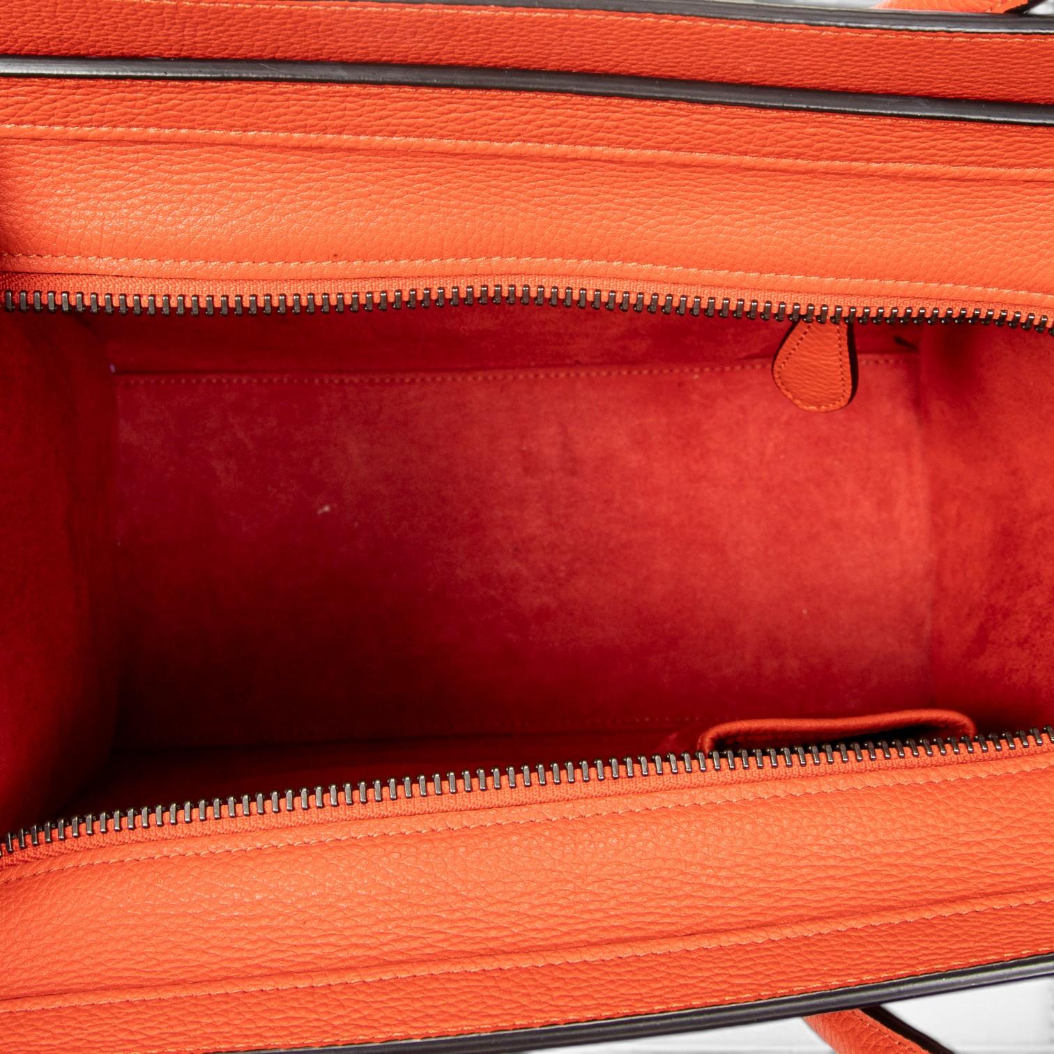 Celine Orange Grained Calfskin Leather Micro Luggage Bag ABC9418