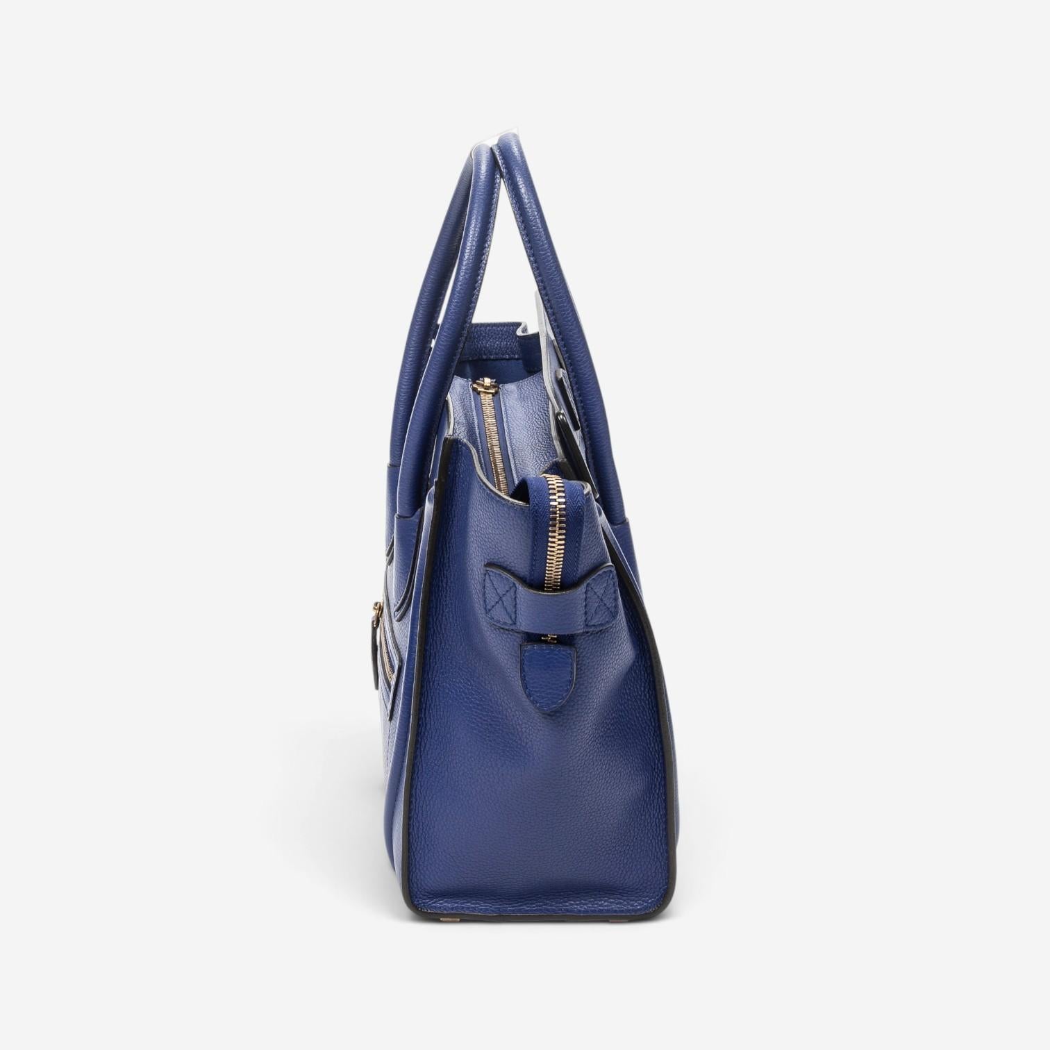 Celine Royal Blue Grained Calfskin Leather Micro Luggage Tote Bag ABC9419