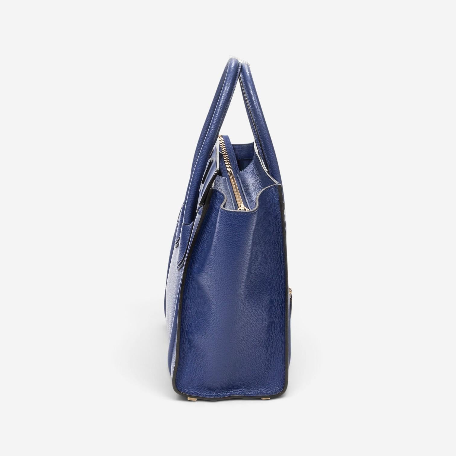Celine Royal Blue Grained Calfskin Leather Micro Luggage Tote Bag ABC9419
