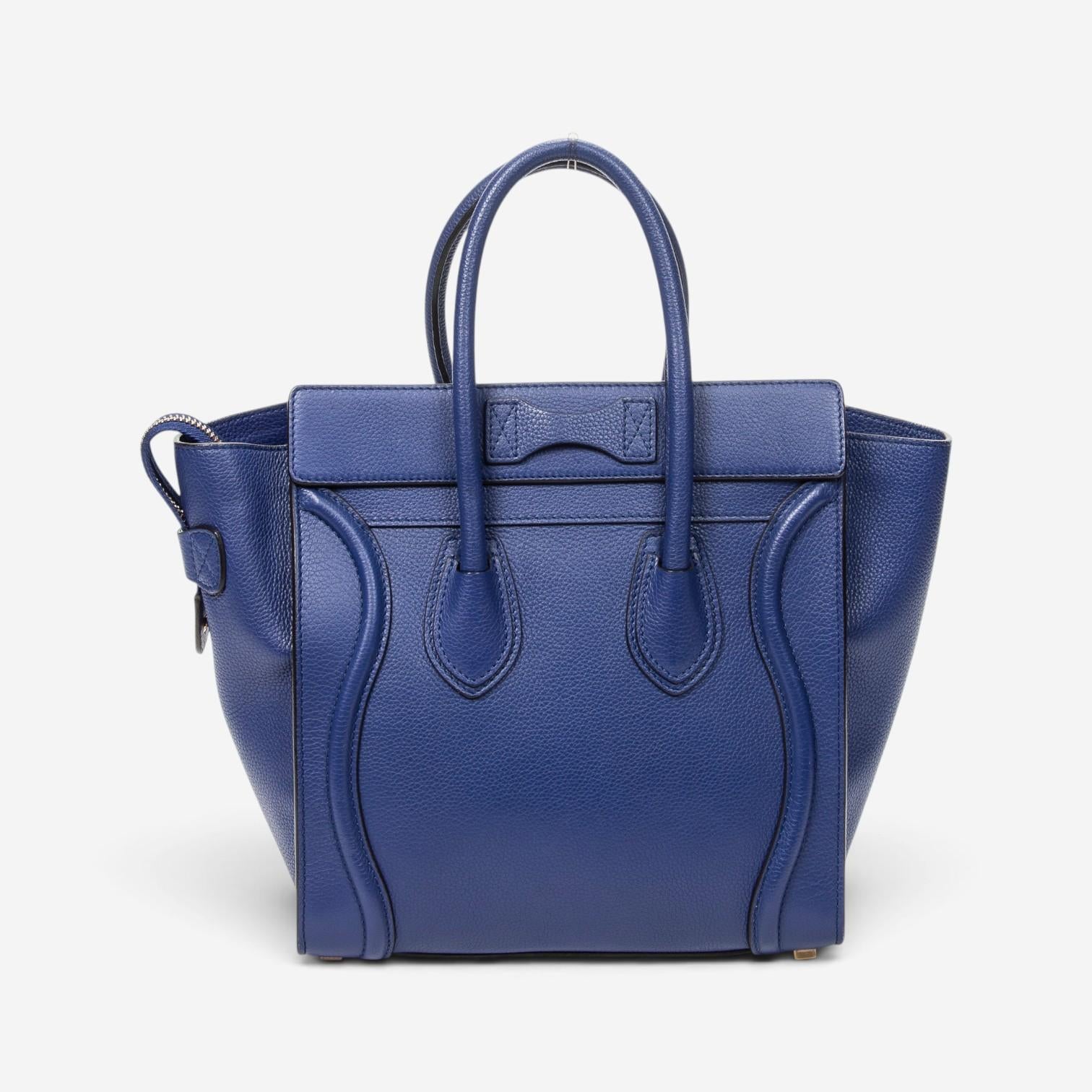 Celine Royal Blue Grained Calfskin Leather Micro Luggage Tote Bag ABC9419