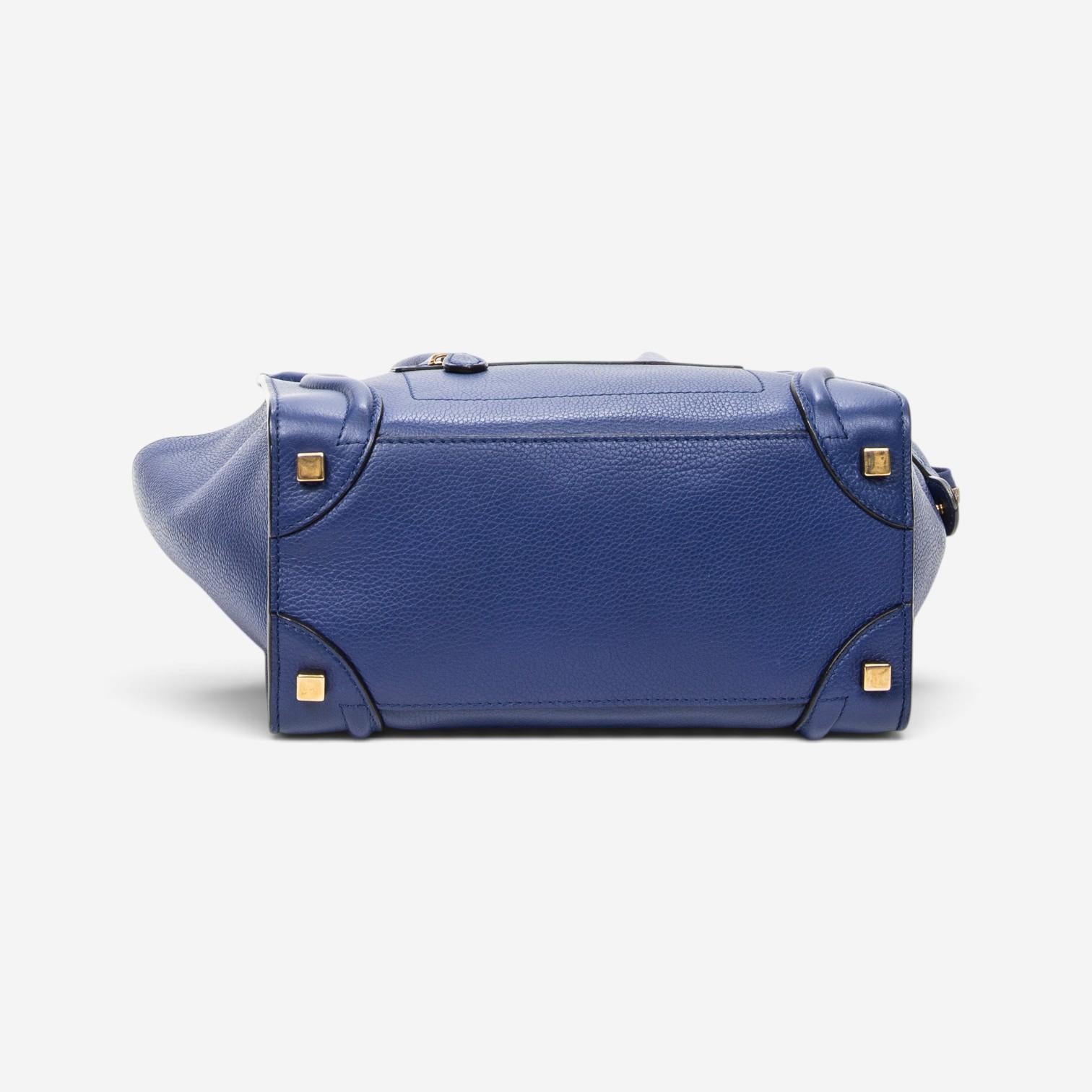 Celine Royal Blue Grained Calfskin Leather Micro Luggage Tote Bag ABC9419