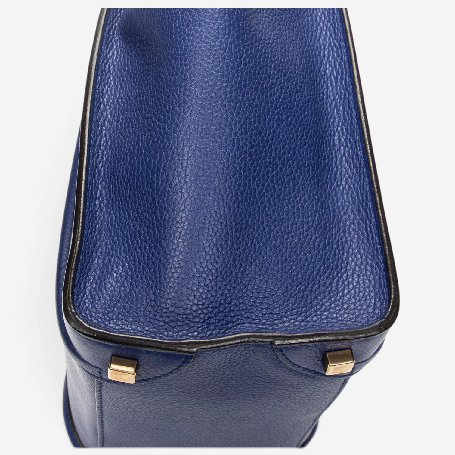 Celine Royal Blue Grained Calfskin Leather Micro Luggage Tote Bag ABC9419