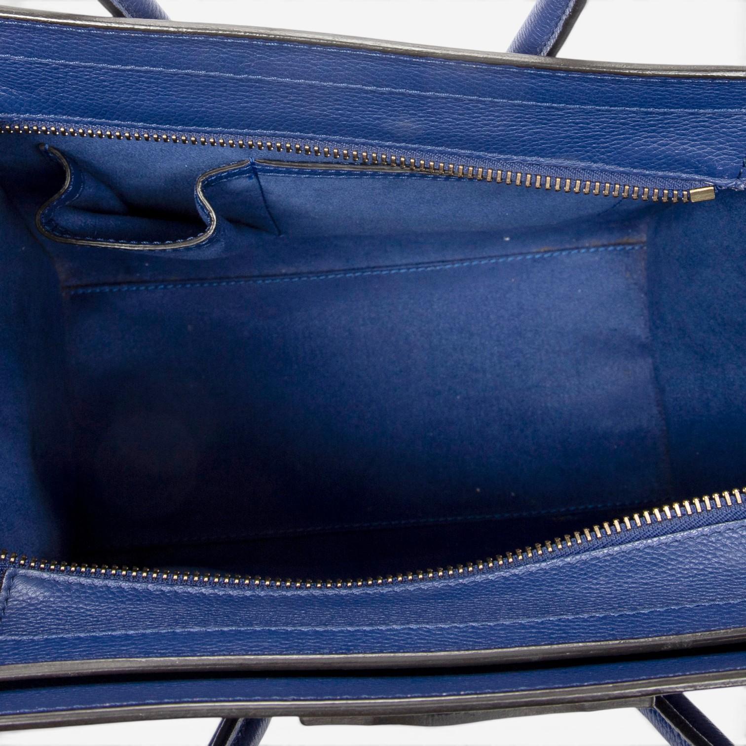 Celine Royal Blue Grained Calfskin Leather Micro Luggage Tote Bag ABC9419